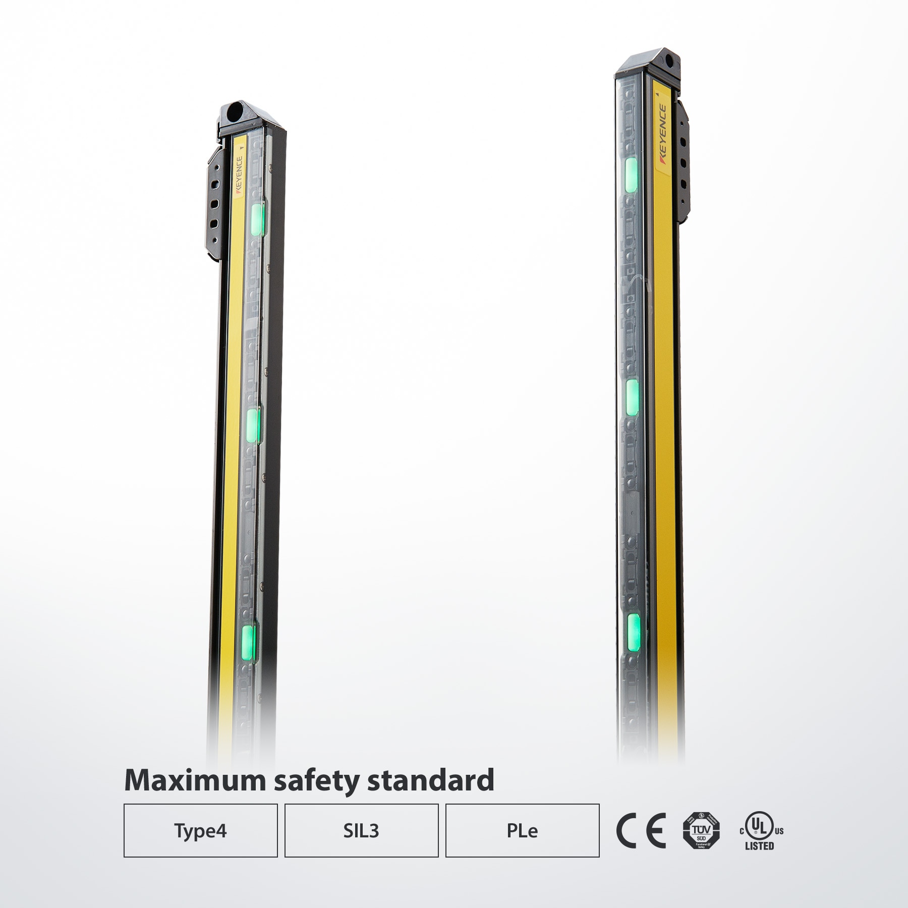 Maximum safety standard. Type4 / SIL3 / PLe