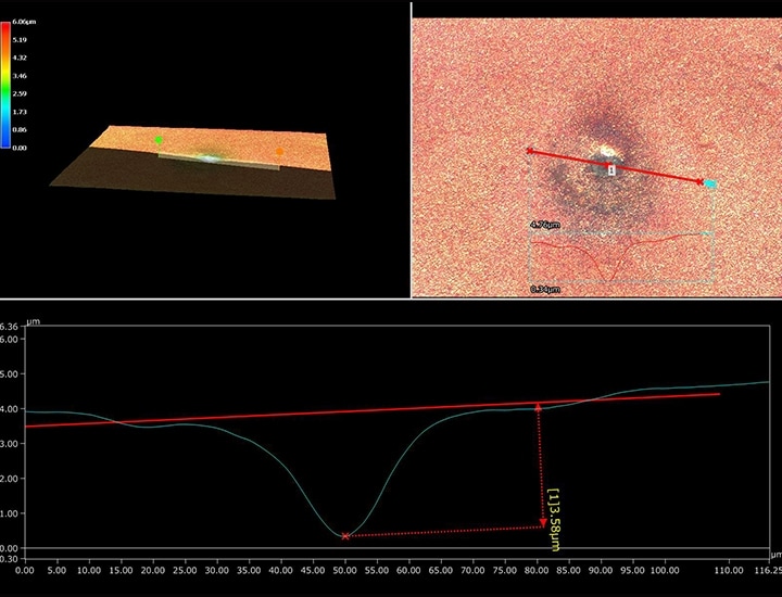 3D shape and profile measurement on a pin hole