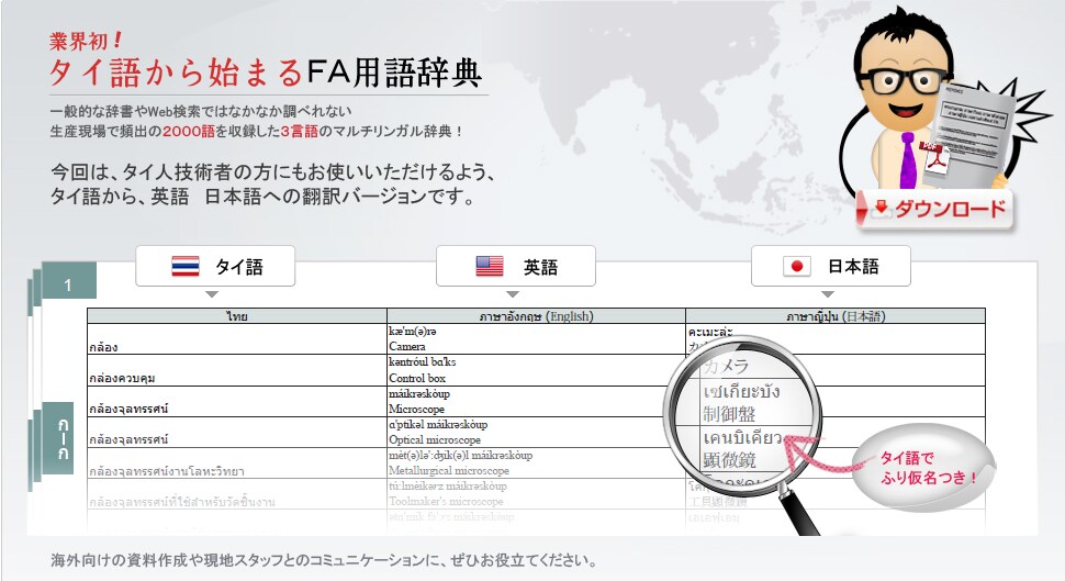 業界初！タイ語から始まるFA用語辞典
